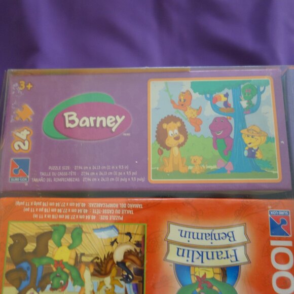 Vintage Sure-Lox Barney Doodlebops & Franklin Benjamin Puzzles New Never Used - Picture 6 of 16